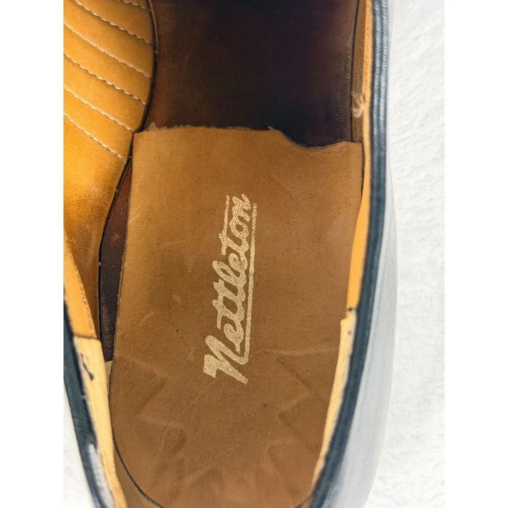 Nettleton Black Leather Plain Toe Derby Dress Shoes Men's 13 C Vintage USA